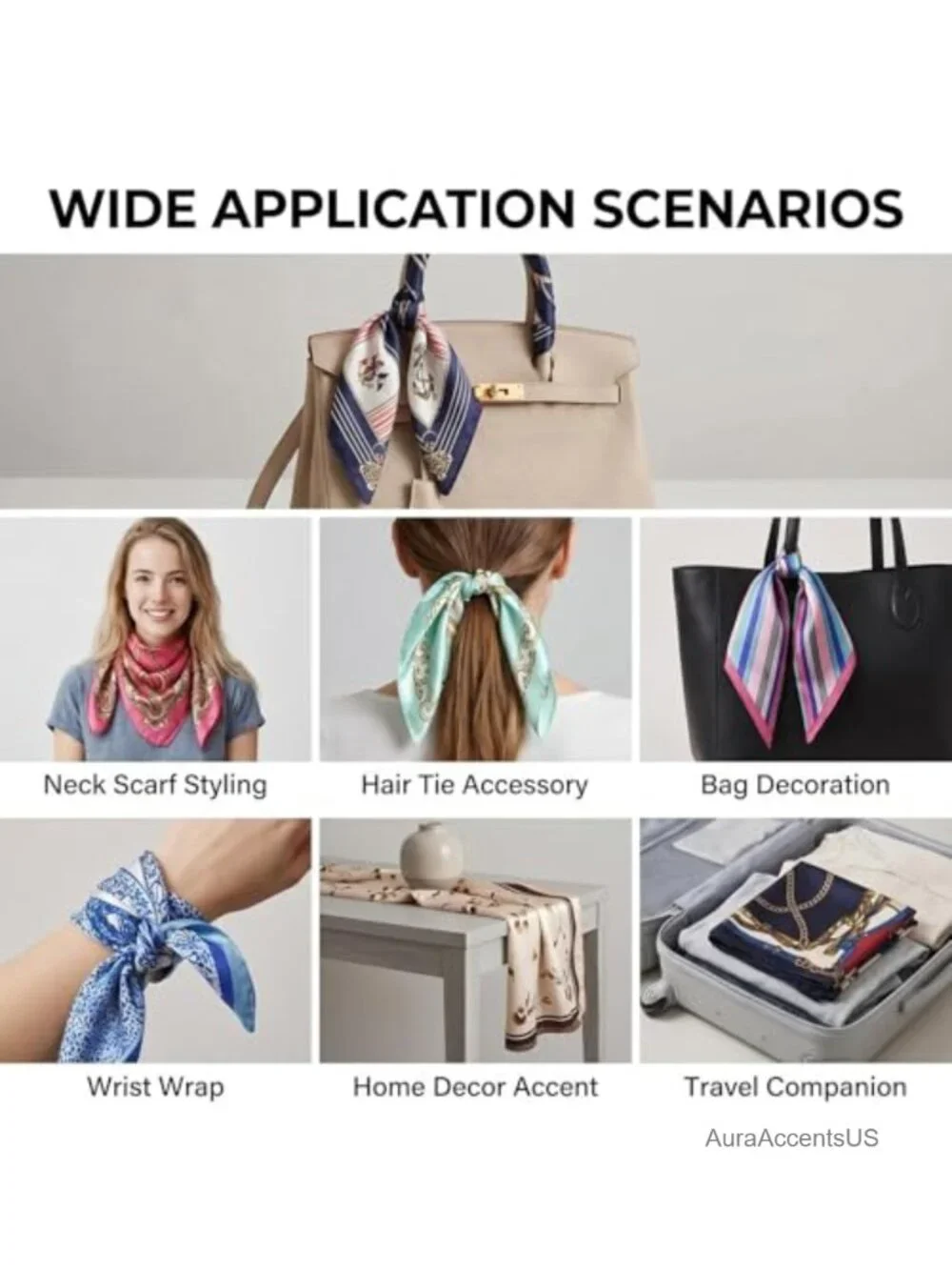 10-Piece Square Scarf Set - Polyester Blend Fashion Scarf